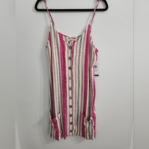 Rip Curl NWT Striped Pink and Cream Beach Surf Cover Up Dress XL